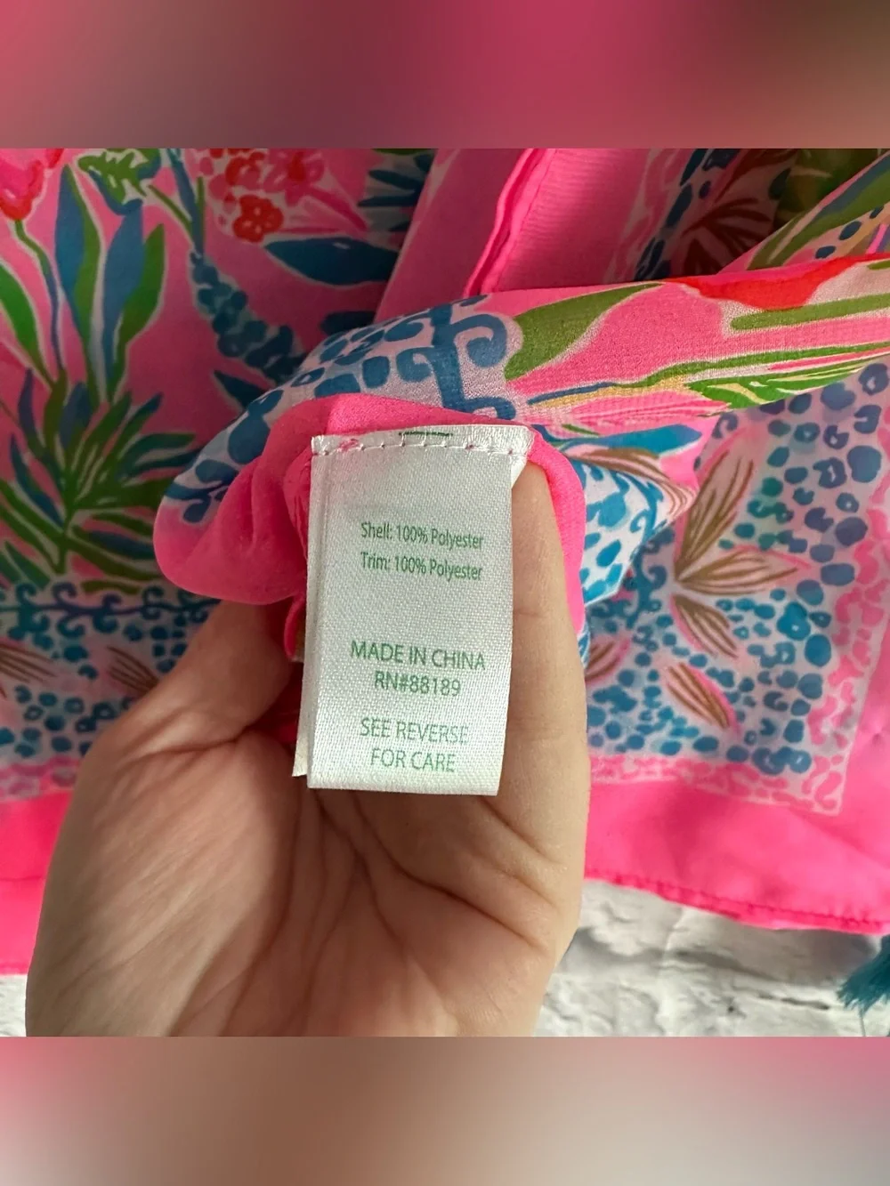 PREOWNED LILLY PULITZER HAVANA PINK CASA JAGUAR PAREO SCARF WRAP COVERUP PINK